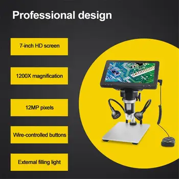 1200X Microscop Mărire de 7 inch Ecran HD Microscop Digital 12MP Micro pentru Predare Circuite Respectarea Antichități