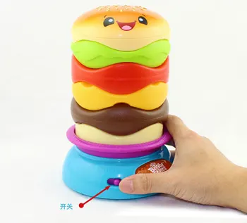 20cm copil Amuzant Piloți Cupa Jucarii copii Muzica de rotație hamburger de Mediu Joaca inteligenta Stivuite Plastic de Jucărie electrică Copil