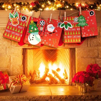24 Cadou Set Saci, Pungi de Hârtie Kraft Pentru a Umple, de Crăciun Advent Calendar pentru Dulciuri si Nunti