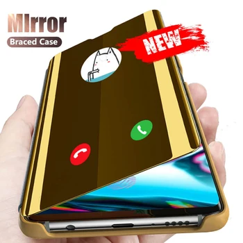 360 Smart Mirror Caz Flip Pentru Oppo Realme 7 Pro 7i 6i 6 Pro Caz Clar Coperta de Piele pe opp Realmi 7 am i7 i6 7Pro Realme7 Armura