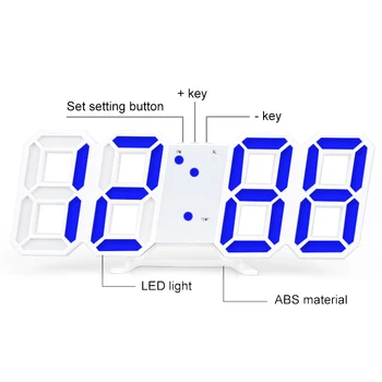 3D LED Ceas Digital Amânare Dormitor Birou Ceas cu Alarmă Ceas de Perete Calendar Termometru de uz Casnic, Decoratiuni Dormitor Camera de zi