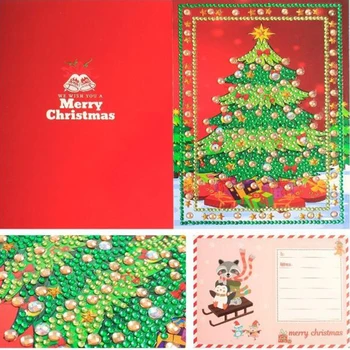 4buc 5D DIY Diamant în Formă de Desene animate Pictura Hârtie cărți Poștale Felicitări Ambarcațiuni Copii Festivalul Salut Carduri Moș Crăciun Crăciun Fericit
