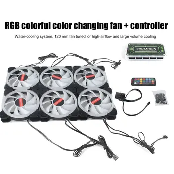6pcs 120mm Calculator PC Cooler de Racire Ventilator Dublu Inel de LED-uri RGB Ventilator Cu Control de la Distanță 366 Moduri Pentru CPU