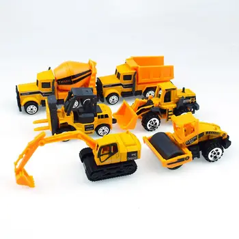 6PCS/set jucărie pentru Copii alunecare aliaj de inginerie dumper excavator road roller mixer stivuitor inginerie camion de model