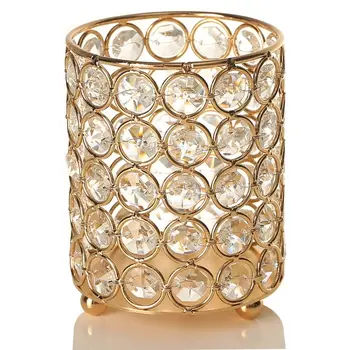 Cilindru de Metal de Aur de Cristal Ceai Lumina Lumanarea Titular pentru Masă de Nuntă Ornamente de Craciun pentru Casa
