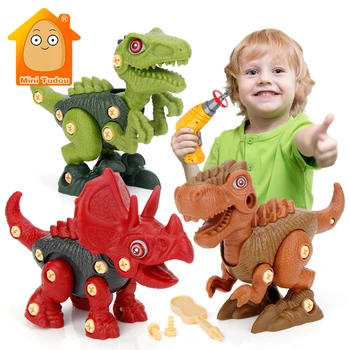 Copii Burghiu Jucărie Dinozaur Puzzle 3D DIY Jucărie din Plastic, Asamblate Joc de Blocuri Electric Piuliță Șurub cu Animale Set de Jucarii Educative Pentru copii
