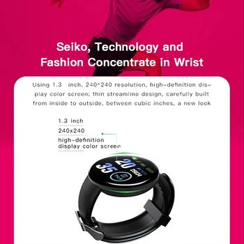 D18 Smartwatch de Fitness Ceasuri Ceas Inteligent Bărbați Femei Tensiunii arteriale Pas Cronometru pentru IOS Android Brățară Inteligent