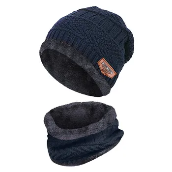 De Iarna pentru copii Pălărie Eșarfă Costum din Două Piese, Plus Catifea Caldă Seturi De Cap pentru Copii de Iarnă Pălărie Beanie Hat Gât Acoperi Muts Z0122