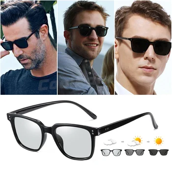 Designer de Brand Fotocromatică Bărbați ochelari de Soare Polarizat Zi, noapte de Noapte Viziune Ochelari de Conducere Femei Retro Nituri Cadru zonnebril heren