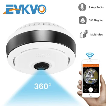 EVKVO Fisheye Camera IP WiFi 1080P Panoramică de 360 de Grade Wireless de Acasă de Securitate CCTV aparat de Fotografiat IR Viziune de Noapte Camera de Supraveghere