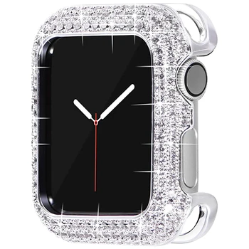 Femei de Lux Diamant Acoperă Pentru Apple Watch SE Seria 6 5 4 3 38mm 42mm 40mm 44mm Caz de Diamant Acoperă cu Burghiu Protector Shell