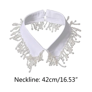 Femei Faux Perle Margele Ciucuri Guler Fals Bijuterii Decorative Cravată Colier