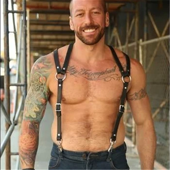 Fetish Barbati Gay Ham Piept Curele din Piele Reglabil Topuri BDSM Corpul Robie Cușcă Fasciculului de Oameni Punk Rave Costume pentru Adulti Jocul