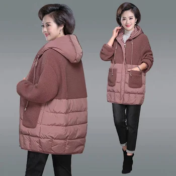 Iarna miel lână haina Noua cu Gluga din Bumbac îmbrăcăminte de sex feminin coreeană de moda de îmbrăcăminte se Ingroase îmbinare în Jos jacheta haine femei parka
