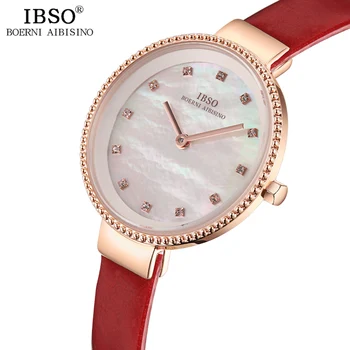 IBSO Femei Cuarț Ceas de Lux Cristal Stras Ceas Ore de Simplu Montre Femme Doamnelor din Piele Cuarț Ceas de mână rezistent la apă