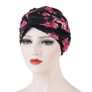 India Turban Femeile Musulmane Pălărie Imprimat Folie Cap Căciulă Chelioși Capota Chimioterapie Cancer Capac Twist Nod Cutat 2019 Moda Turban
