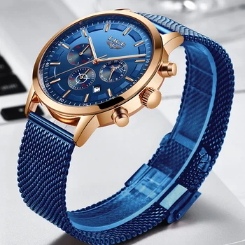 LIGE Nou Mens Ceasuri de sex Masculin de Moda de Top de Brand de Lux din Oțel Inoxidabil Albastru Cuarț Ceas Barbati Casual Sport Impermeabil Ceas Relojes