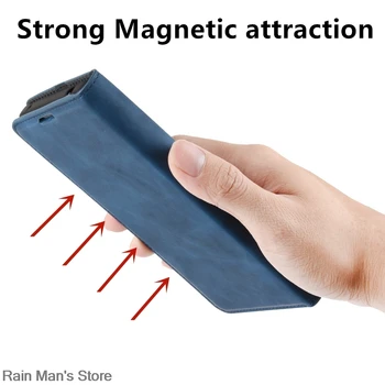 Magnetice de adsorbție Pu Caz Telefon din Piele pentru Xiaomi Redmi Nota 9 Pro 4G 5G Max 9s Retro Caz Portofel de Afaceri Capac de Protecție