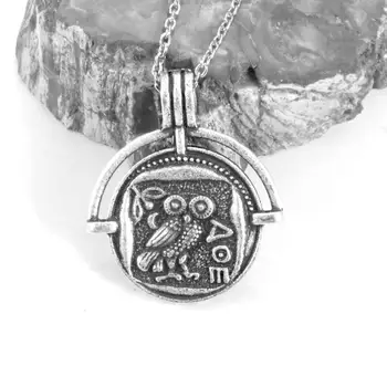 Monede Vechi Colier Greacă Owl Pandantiv Colier De Femei Inspirație Mai Buni Prieteni Cadou Jewelrys