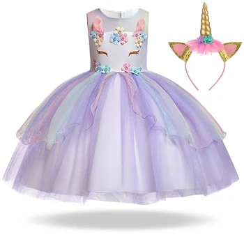 Noi 2020 Haine De Fata Unicorn Rochie De Petrecere De Paști Carnaval Nunta Copii Rochii Pentru Fete, Îmbrăcăminte, Rochie De Printesa De 10 Ani