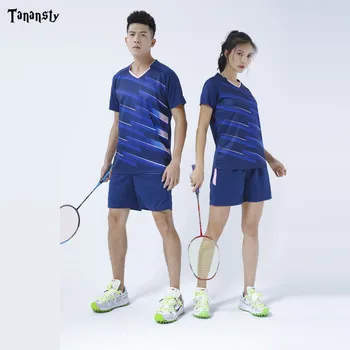 Noi de tenis de masă a stabilit Femei om Badminton sport costum cu maneci scurte pingpong doamnelor trening tricou cu pantaloni scurți set de Tenis alb