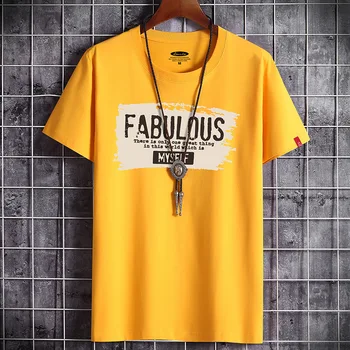 Noi de înaltă calitate de moda pentru bărbați litera T-shirt băiat de vară O-gât respirabil tipărite FABT tricou hip-hop plus cu mânecă scurtă T-shirt