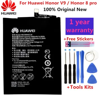 Original, Acumulator Pentru Huawei honor 8 Pro Baterie DUK-AL20 DUK-TL30 HB376994ECW 4000mAh Capacitate maximă Pentru Huawei V9 Baterie+Instrumente