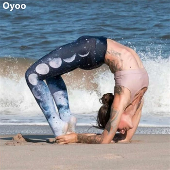 Oyoo Luna Roz Pantaloni De Yoga Ombre Imprimate Jambiere Sport Femei Sală De Îmbrăcăminte De Sex Feminin Wokout Colanti De Yoga Leggins