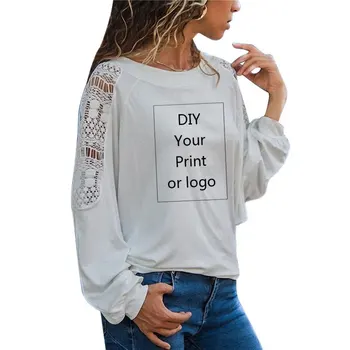Personalizate Print T Camasa pentru Femei DIY ca Fotografie sau Logo-ul Top T-shirt Femme Liber Dantelă de Top Tees