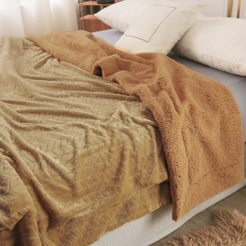 Pături de lână și Aruncă Adult Gros Cald Pături de Iarnă Acasă Super Moale Solid Pături pe paturi Twin, Cămilă