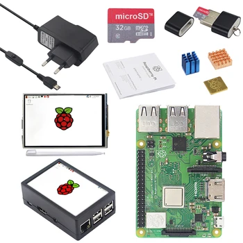 Raspberry Pi 3 Model B Plus Kit Placa + sursa de Alimentare Adaptor + ABS Caz + Radiatoare + 3.5 inch Touch Screen pentru Raspberry Pi 3B+