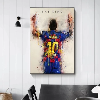 Rezumat de Fotbal Steaua Regele Messi Panza Pictura Acuarela Postere si Printuri de Arta de Perete de Imagine pentru Camera de zi de Decorare Acasă
