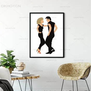 Se unge Olivia Newton John și John Travolta Panza Printuri Filmul Grease Cânte o Lungă Epocă Poster Pictura Acasă Decor de Perete
