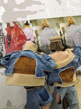 SHENGPALAE Primăvara anului 2021 noi Streetwear Stil Mozaic Turn-down Guler Deschis Cusatura Femei de sex Feminin Pierde Strat Gros de Maree FQ411