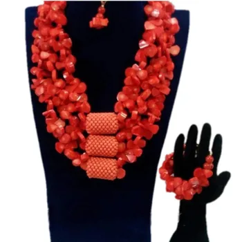 4ujewelry Edo Mireasa Seturi de Bijuterii Nigerian Doamnelor Set Colier Natura Coral Margele seturi de bijuterii pentru Femei cu Transport Gratuit 2018