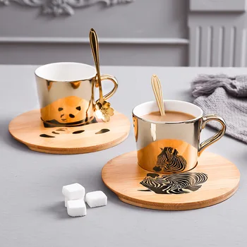 Aur de Lux Portelan, Ceasca si Farfurie de Ceramică Simplu Ceai, Seturi Creative Bucătărie Cești de Cafea Tazas Para Cafenea Decor Acasă