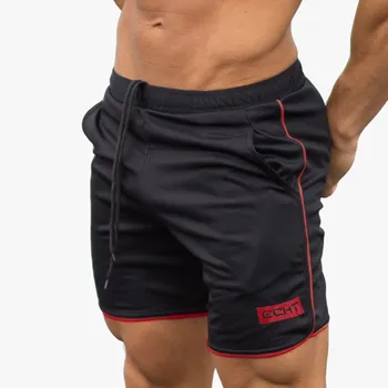 Noi de vara barbati 2019 slim pantaloni scurți vițel lungime de fitness culturism barbati casual de fitness ochiurilor de plasă respirabil pantaloni scurți de plajă pantaloni de trening