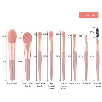 Noi Macaron Culoare 8pcs Pensule de Machiaj Trusa Fard de pleoape/Gene/Sprancene/Blush/Fundația Perie Cosmetice Profesionale de Frumusete Instrument w Sac