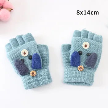 1Pair Cald Iarna Copii Băieți Fete Mănuși de Animale Drăguț Model de Tricotat Lână Frumos Jumătate Degetul Mănuși pentru Copii