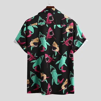 INCERUN Vara Barbati Tricou Imprimat Rever Casual Chic Butonul Maneci Scurte Camisas Hombre 2020 Moda Streetwear Cămăși Hawaiiene