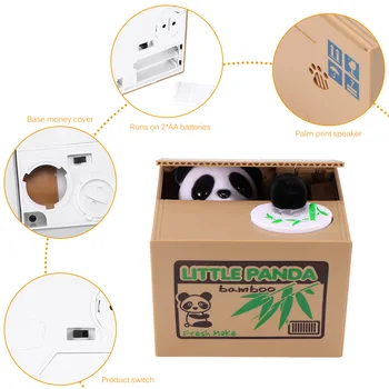 Panda Cat pusculita Automată a Furat Moneda de Economisire a Banilor Cutie Monede Cutie de Depozitare Pentru USD EURO Bani Decor Acasă Festival Copii Cadou