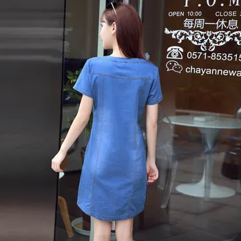 Coreeană rochie Denim pentru femei 2020 Noi de Vara Blugi Casual Rochie Cu butonul de Buzunar Sexy Rochie Mini Denim Plus dimensiune 3XL A1425