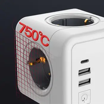 Prelungitor Cu USB Electric cu Comutator+Tip C, Socket Tee Powercube Benzi Plug Inteligent de Evacuare Extensie Adaptor Europene