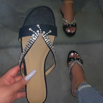 Femei sandale pantofi de vara plat perla sandale confortabile șir de mărgele papuci femei casual, sandale Flip Flops, Sandale de Plajă