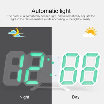 3D LED Ceas Digital Amânare Dormitor Birou Ceas cu Alarmă Ceas de Perete Calendar Termometru de uz Casnic, Decoratiuni Dormitor Camera de zi