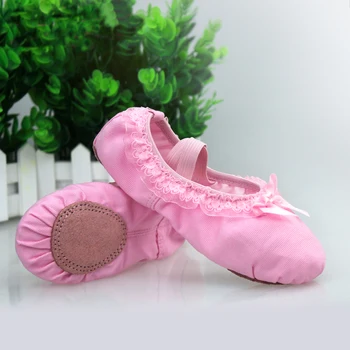 Fete De Panza Moale Papuci De Balet De Balet Dantelă Pantofi De Dans Roz Pentru Copii